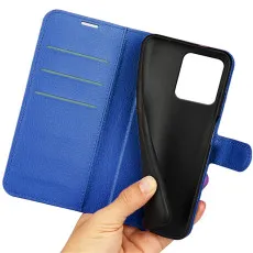 Moto Edge 50 Blue Leather Wallet Case with soft inner material