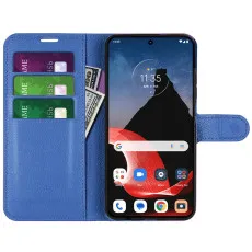 Moto Edge 50 Blue Leather Wallet Case with multi card slots