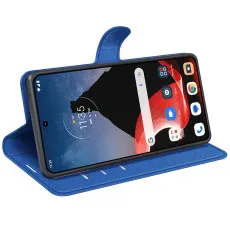 Moto Edge 50 Blue Leather Wallet Case with smart stand