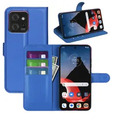 Moto Edge 50 Blue Leather Wallet Case with stand multi features