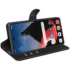 Moto Edge 50 Blue Leather Wallet Case with stand