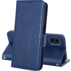 moto g45 leather wallet case blue