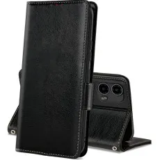 moto g45 leather wallet case black