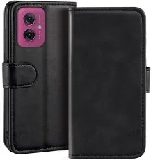 Moto g55 leather wallet case black