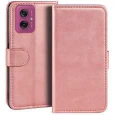 Moto g55 leather wallet case rose gold