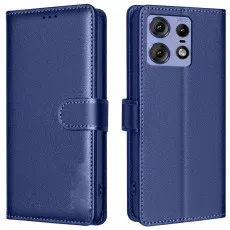 Leather Wallet Cover for Motorola Edge 50 Pro in Blue