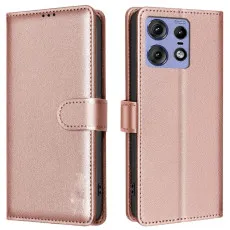 Leather Wallet Cover for Motorola Edge 50 Pro in Rose gold