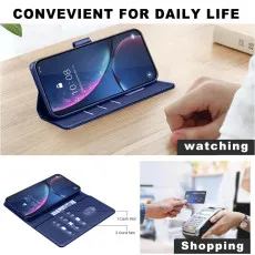 Leather Wallet Cover for Motorola Edge 50 Pro with kickstand and wallet slots