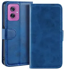 Moto g55 leather wallet case blue