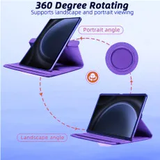 Samsung Galaxy tab S10 Ultra Purple Case with 360 rotating