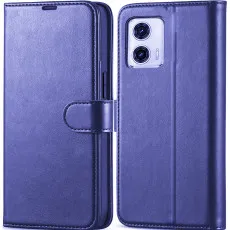 moto g35 leather wallet case blue