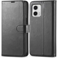 moto g35 leather wallet case black