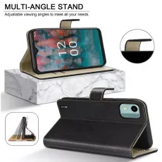 nokia c12 3 pocket wallet case with stand