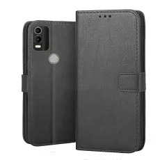 Nokia C21 Plus Leather wallet Case in Black