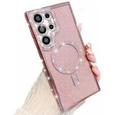 Galaxy S25 Ultra Glitter magsafe case in pink