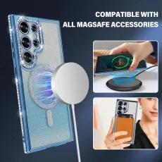 Magnetic glitter phone case for Samsung Galaxy S25 Ultra with wirless charging compitable