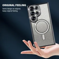Magnetic glitter phone case for Samsung Galaxy S25 Ultra in Black withstunning look