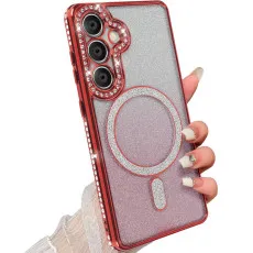 Samsung s25 diamond megsafe case pink