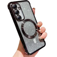 Samsung s25 plus glitter megsafe case black.