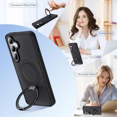 Samsung Galaxy S25 Plus Magsafe Case in Black with kickstand