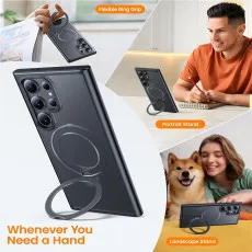 Samsung Galaxy S25 Ultra Magsafe Ring Case in BLack With multi angle adjust stand