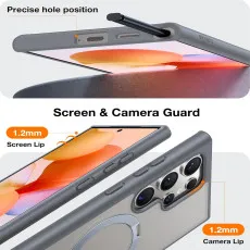 Samsung Galaxy S25 Ultra Magsafe Ring Case in Grey With camera and screen protection