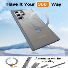 Samsung Galaxy S25 Ultra Magsafe Ring Case in Grey With rotating ring