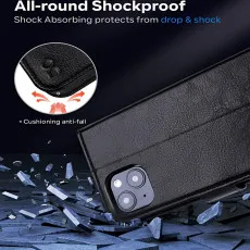 iphone 14 leather wallet case shockproof