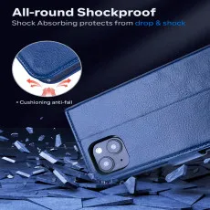 iphone 14 leather wallet case shockproof