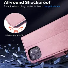 iphone 14 leather wallet case shockproof