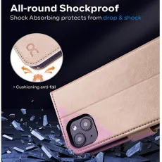 iphone 14 leather wallet case shockproof