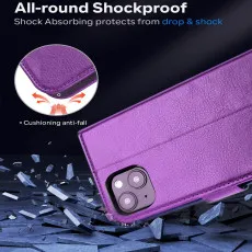 iphone 14 leather wallet case shockproof