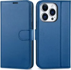iphone 14 pro leather wallet case blue