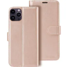 iphone 14 pro leather wallet case rose
