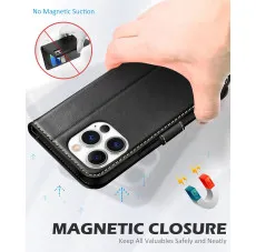 iphone 14 pro leather wallet case magnetic closure