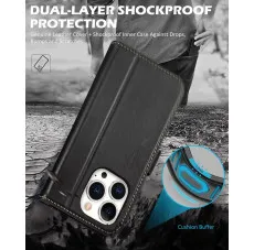iphone 14 pro leather wallet case shockproof