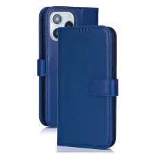 iphone 14 pro max leather wallet case blue