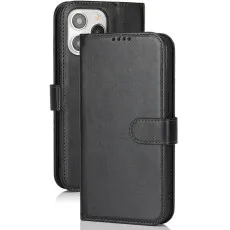 iphone 14 pro max leather wallet case black