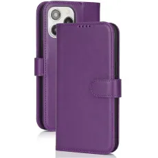 iphone 14 pro max leather wallet case purple
