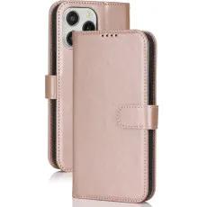 iphone 14 pro max leather wallet case rose