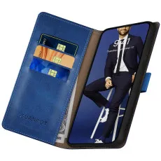 iPhone 16 Pro Leather Wallet Case in Blue with beautiful look