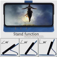 iPhone 16 Pro Leather Wallet Case in Blue with kickstand