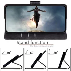 iPhone 16 Pro Max Leather Wallet Case in black with kickstand