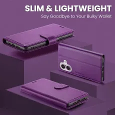 iPhone 16 Leather Wallet Case in Purple with slim andlight weight