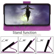 iPhone 16 Pro Leather Wallet Case in Purple with kickstand