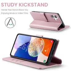 iPhone 16 Plus Leather Wallet Case in Pink with kickstand