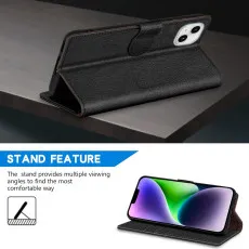 iphone 14 plus leather wallet case stand