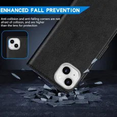 iphone 14 plus leather wallet case shockproof