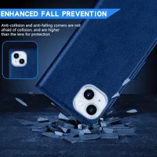 iphone 14 plus leather wallet case shockproof