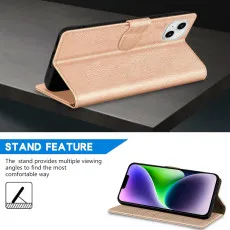 iphone 14 plus leather wallet case stand